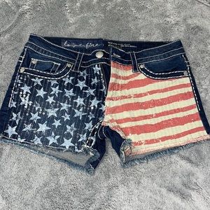 American Flag Sequin Shorts Mid Rise